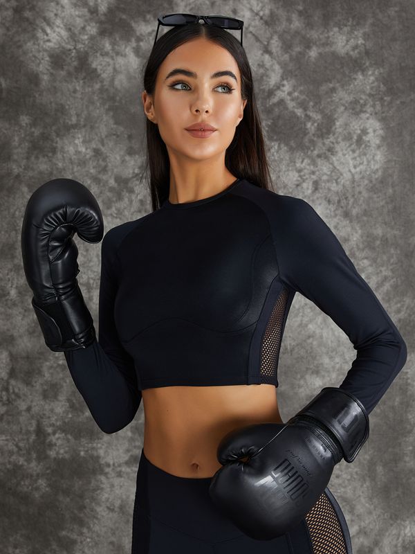 ❤PU Net Thumbholes High-rise Hip-lift Sportswear