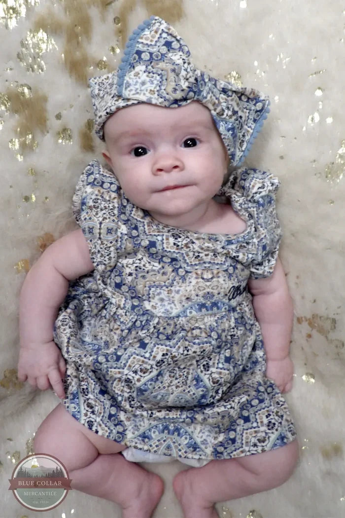 Wrangler Girls Infant Western Dress & Headband Set - PW1100006 shown as ensemble on infant