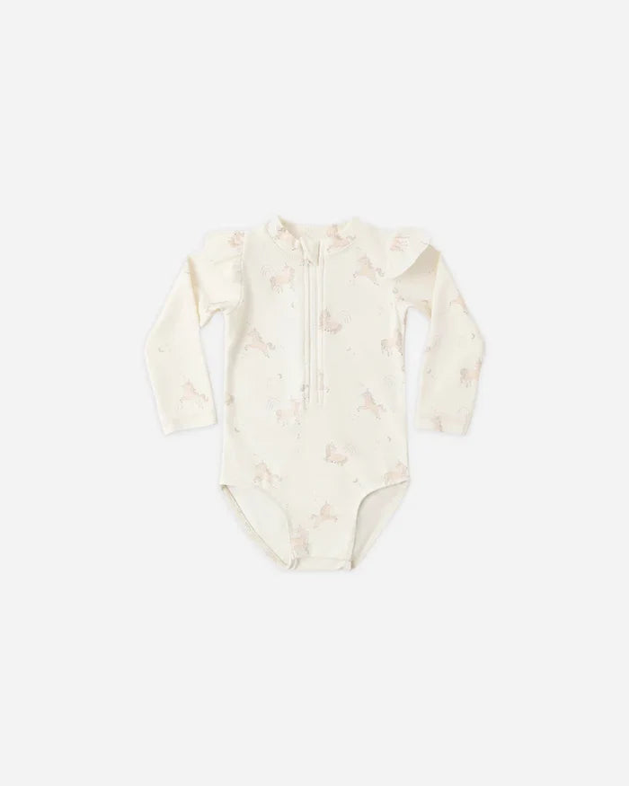 Quincy Mae Byron Rashguard One-Piece - Unicorns