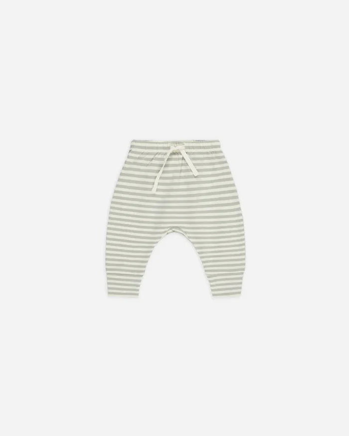 Quincy Mae Drawstring Pant - Sage Stripe