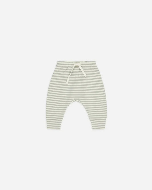 Quincy Mae Drawstring Pant - Sage Stripe