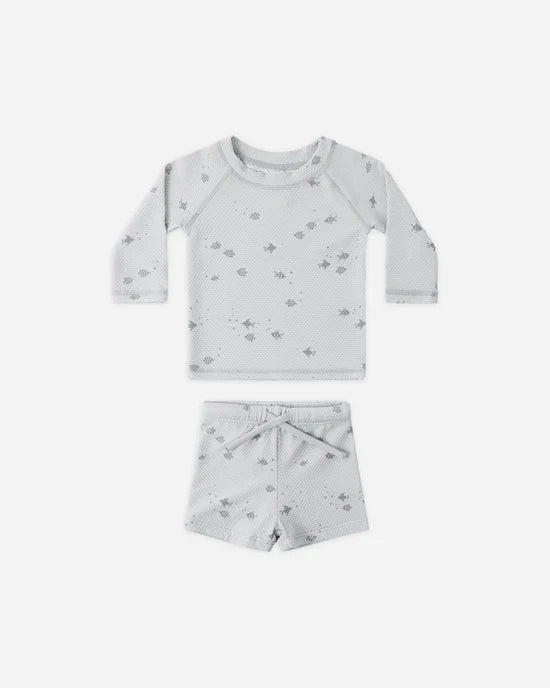 Quincy Mae Finn Rashguard & Short Set - Fish