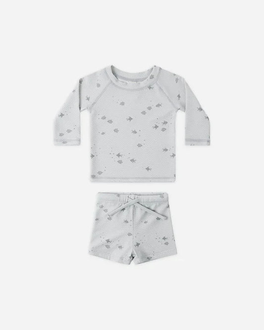 Quincy Mae Finn Rashguard & Short Set - Fish
