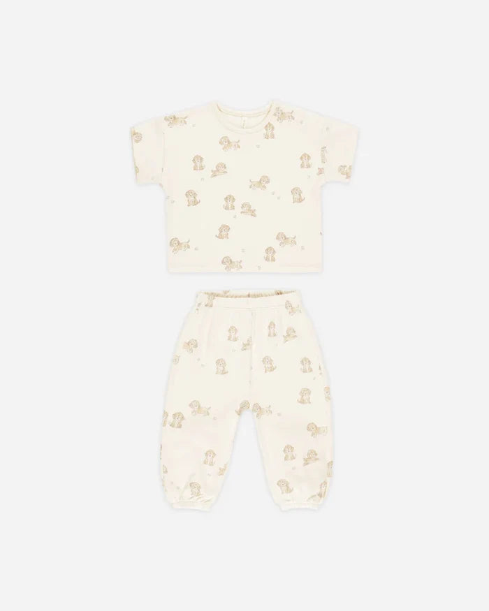 Quincy Mae Jersey Tee & Pant Set - Puppies