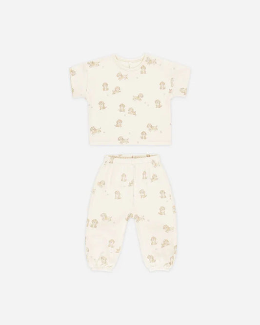 Quincy Mae Jersey Tee & Pant Set - Puppies