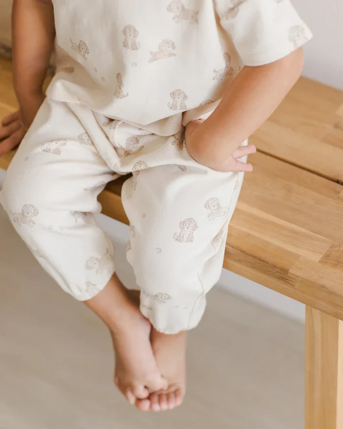 Quincy Mae Jersey Tee & Pant Set - Puppies