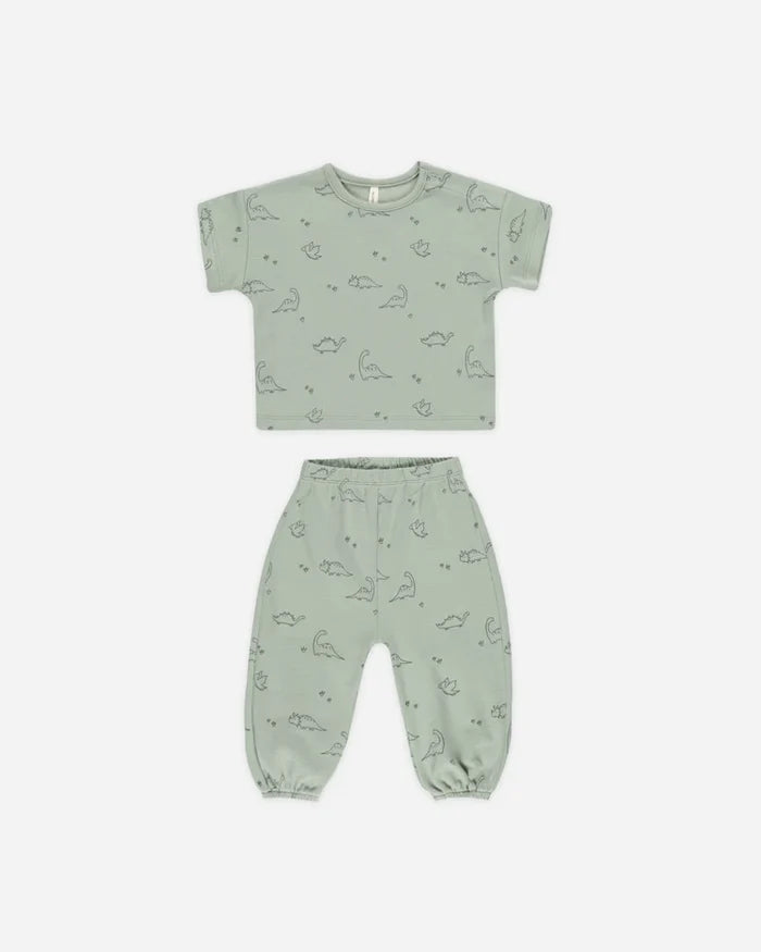 Quincy Mae Jersey Tee & Pants Set - Dino