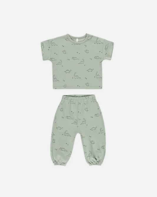 Quincy Mae Jersey Tee & Pants Set - Dino