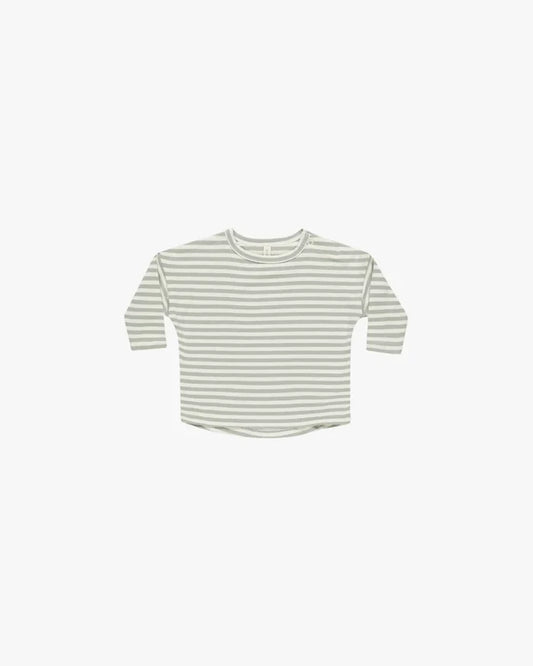 Quincy Mae Long Sleeve Tee - Sage Stripe