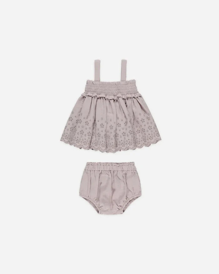 Quincy Mae Mae Smocked Top & Bloomer Set - Lavender