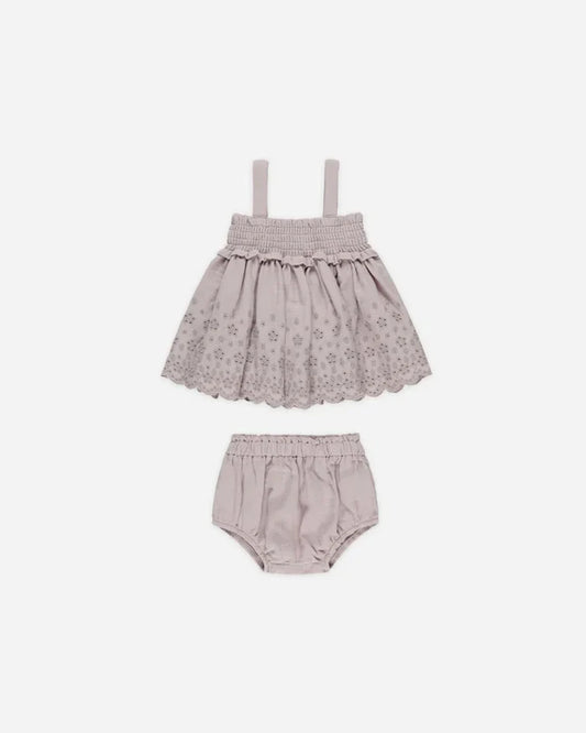 Quincy Mae Mae Smocked Top & Bloomer Set - Lavender