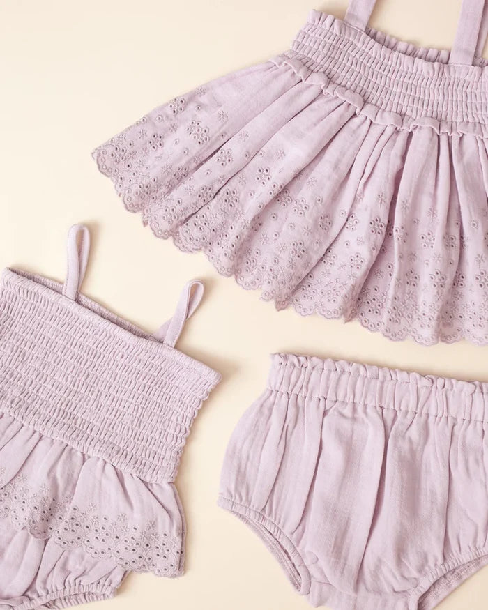 Quincy Mae Mae Smocked Top & Bloomer Set - Lavender