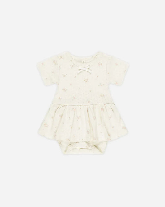 Quincy Mae Pointelle Skirted Bodysuit - Pink Ditsy