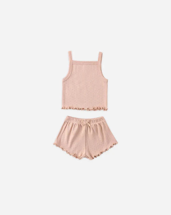 Quincy Mae Pointelle Tank & Shortie Set - Melon