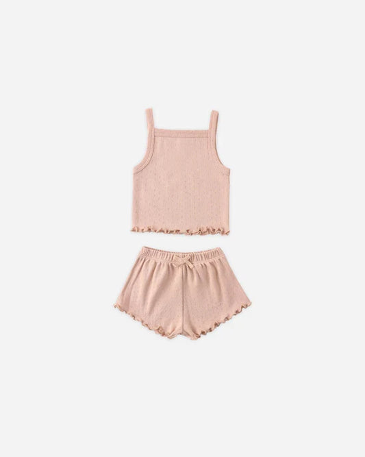 Quincy Mae Pointelle Tank & Shortie Set - Melon