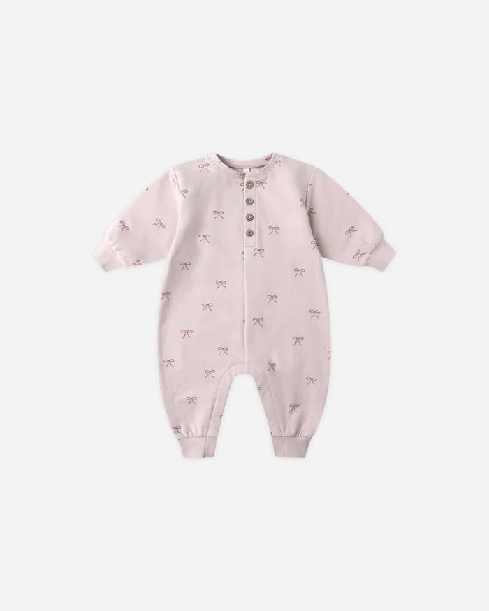 Quincy Mae Relaxed Fleece Jumpsuit - Bows