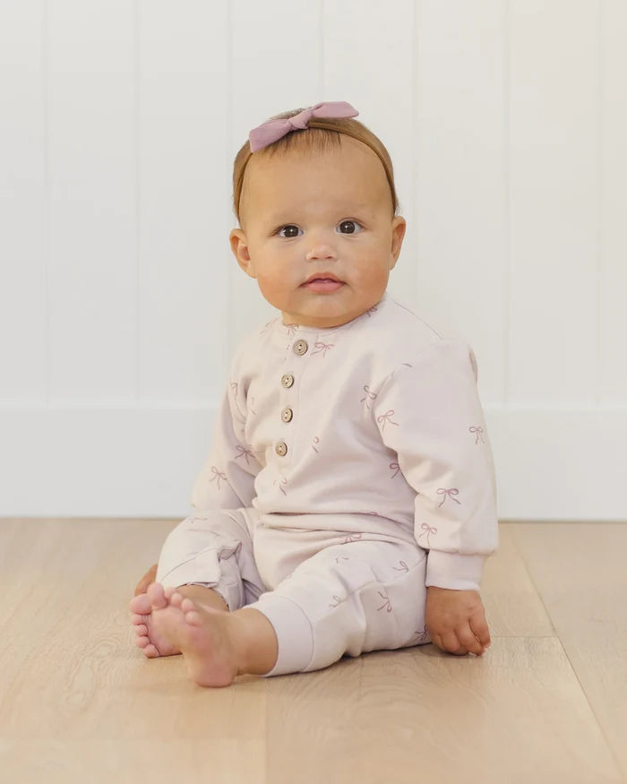Quincy Mae Relaxed Fleece Jumpsuit - Bows