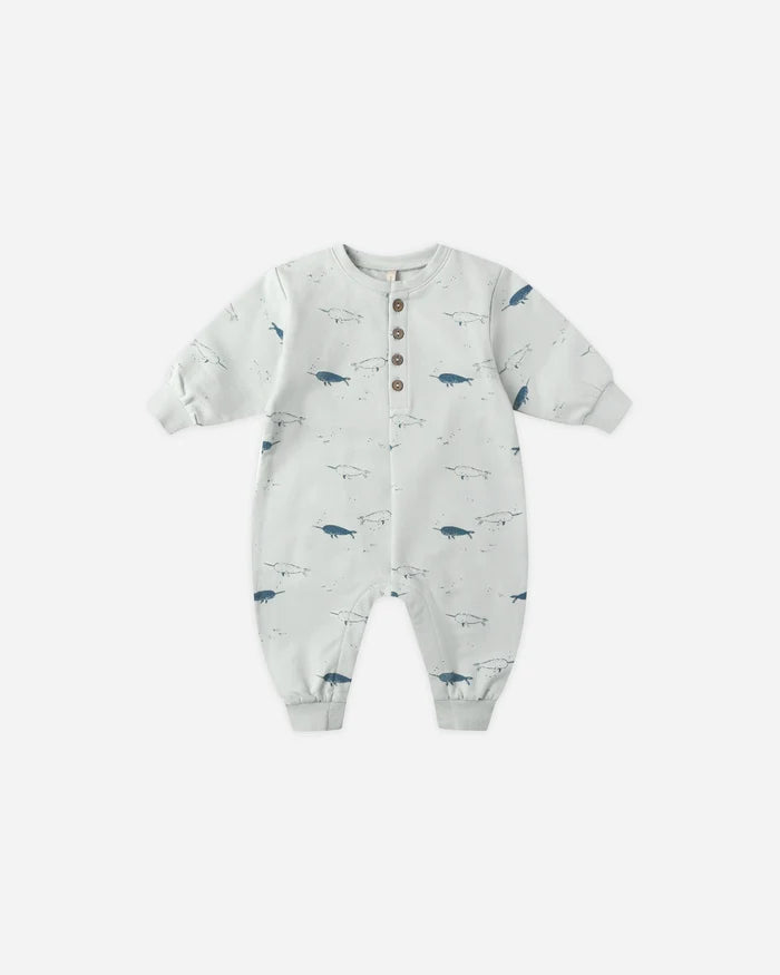 Quincy Mae Relaxed Fleece Jumpsuit - Narwhals
