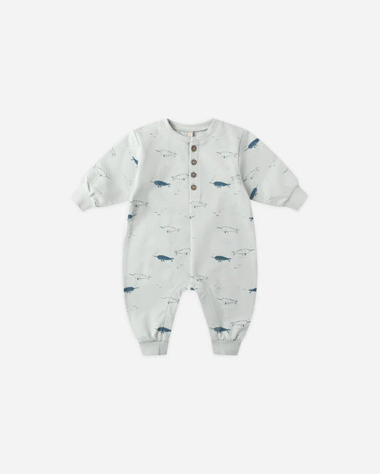 Quincy Mae Relaxed Fleece Jumpsuit - Narwhals