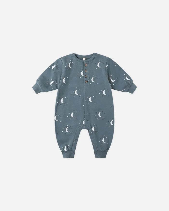 Quincy Mae Relaxed Fleece Jumpsuit - Silver Moons