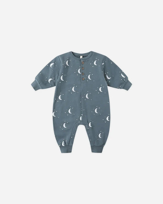 Quincy Mae Relaxed Fleece Jumpsuit - Silver Moons
