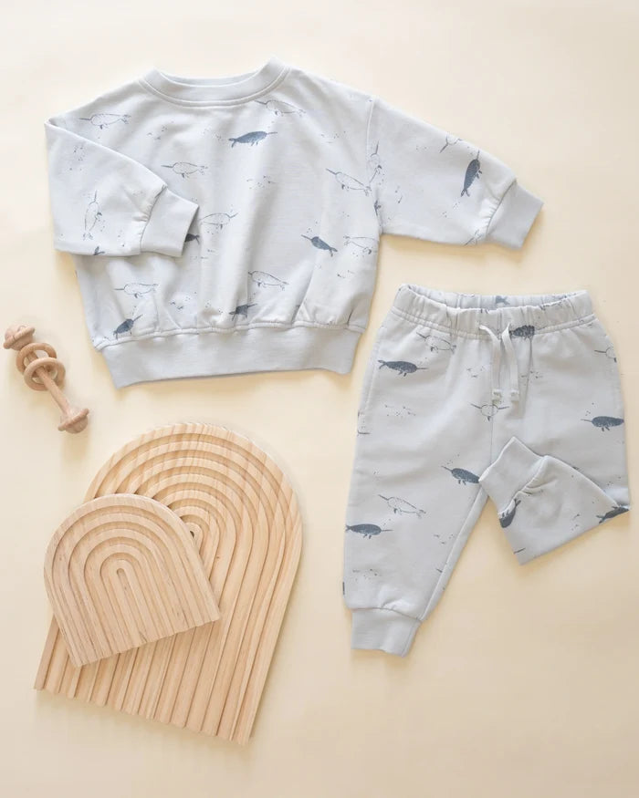 Quincy Mae Relaxed Fleece Sweatpant - Narwhals