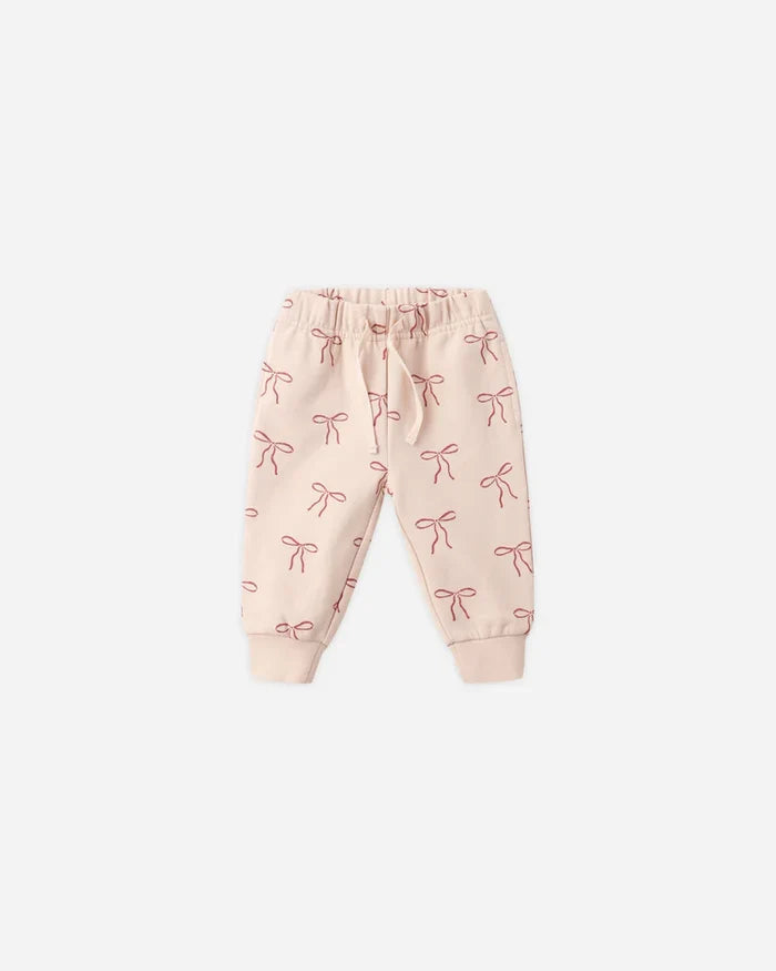 Quincy Mae Relaxed Fleece Sweatpant - Red Bows