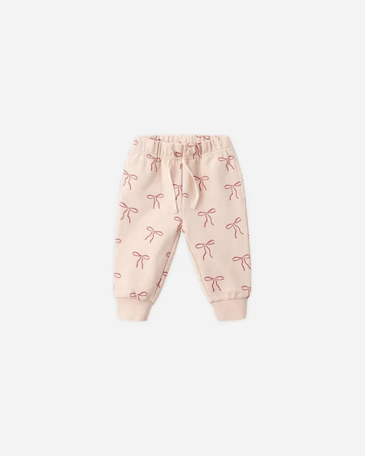 Quincy Mae Relaxed Fleece Sweatpant - Red Bows