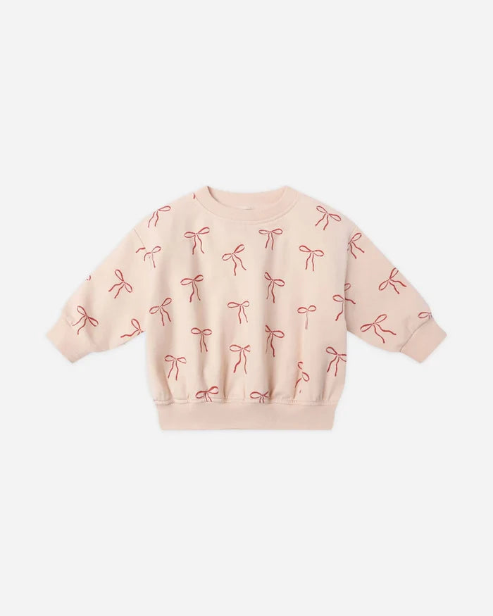 Quincy Mae Relaxed Fleece Sweatshirt - Red Bows