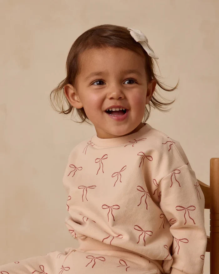 Quincy Mae Relaxed Fleece Sweatshirt - Red Bows