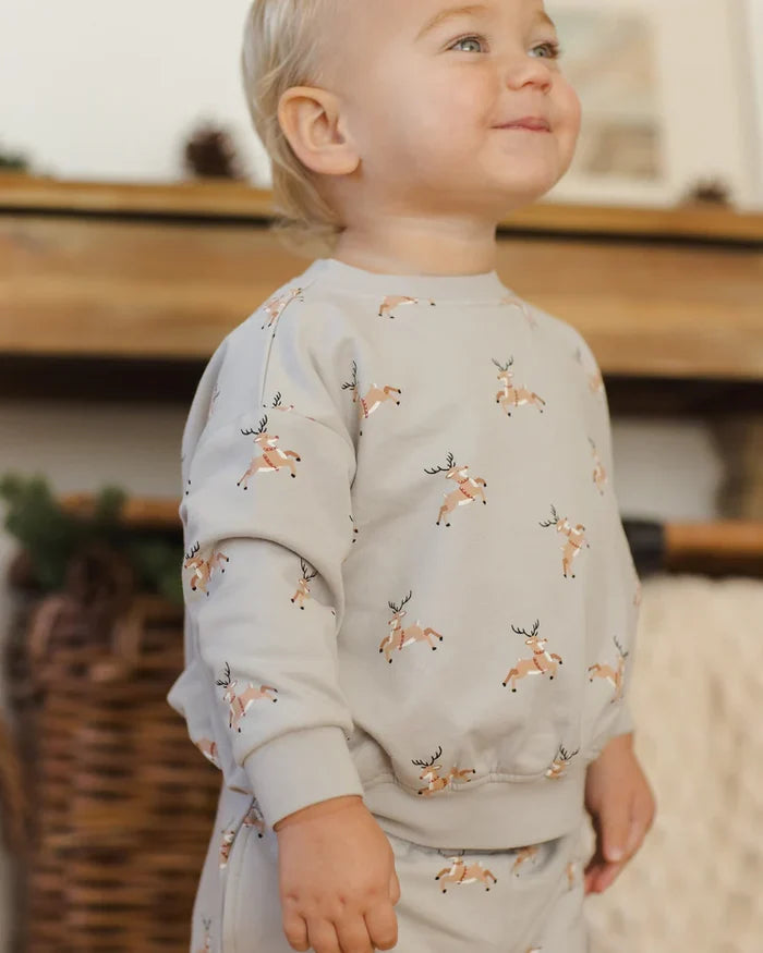 Quincy Mae Relaxed Fleece Sweatshirt - Reindeer