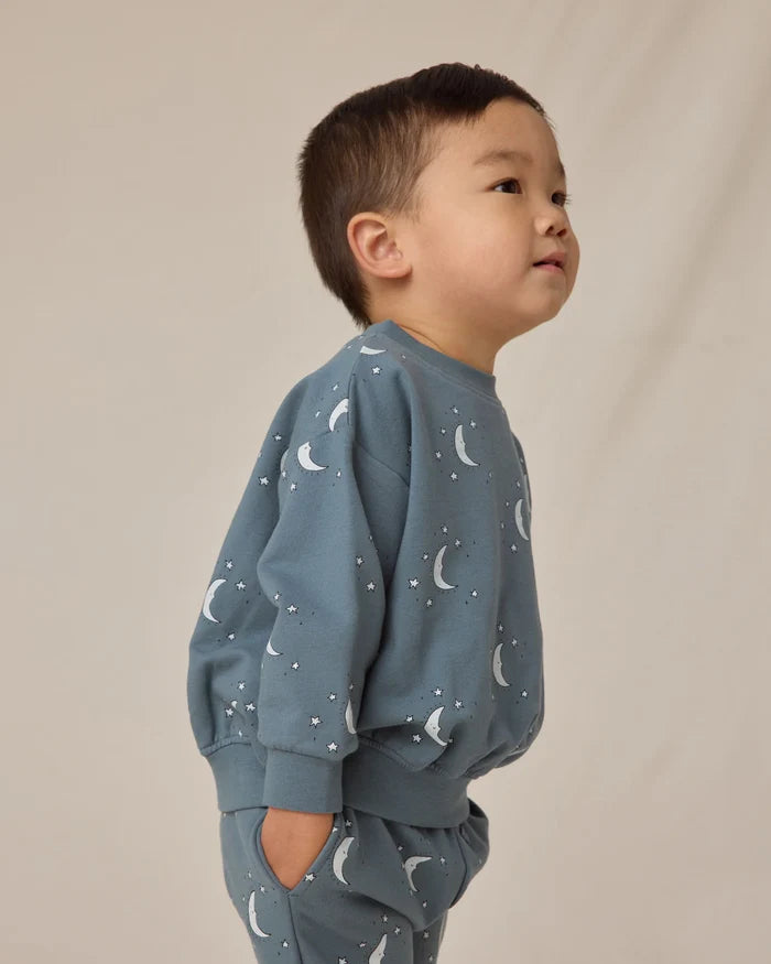 Quincy Mae Relaxed Fleece Sweatshirt - Silver Moons