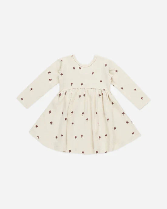 Quincy Mae Ribbed Long Sleeve Dress - Mushrooms