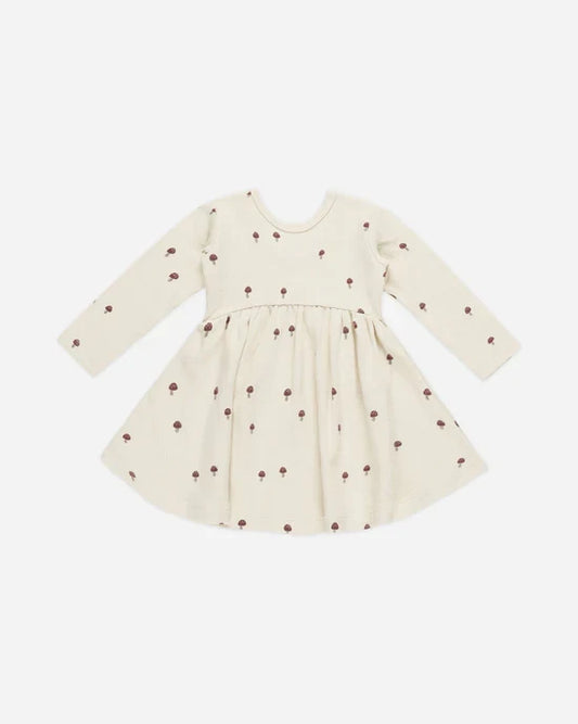 Quincy Mae Ribbed Long Sleeve Dress - Mushrooms