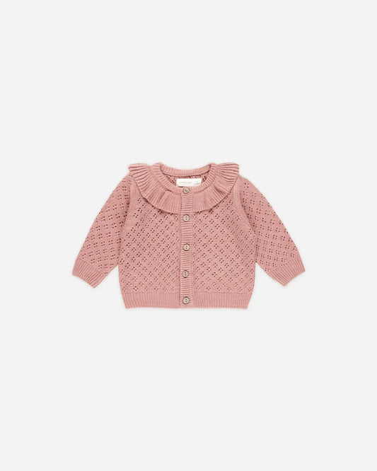 Quincy Mae Ruffle Collar Cardigan - Lipstick Pink
