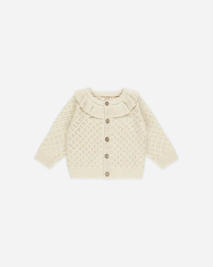 Quincy Mae Ruffle Collar Cardigan - Natural