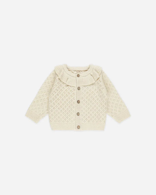 Quincy Mae Ruffle Collar Cardigan - Natural
