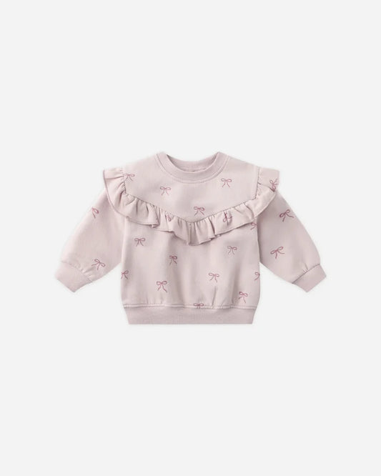 Quincy Mae Ruffle Fleece Sweatshirt - Bows