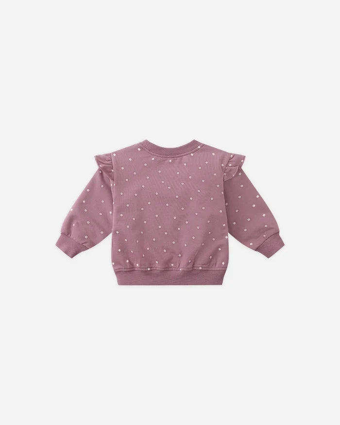 Quincy Mae Ruffle Fleece Sweatshirt - Polka Dots