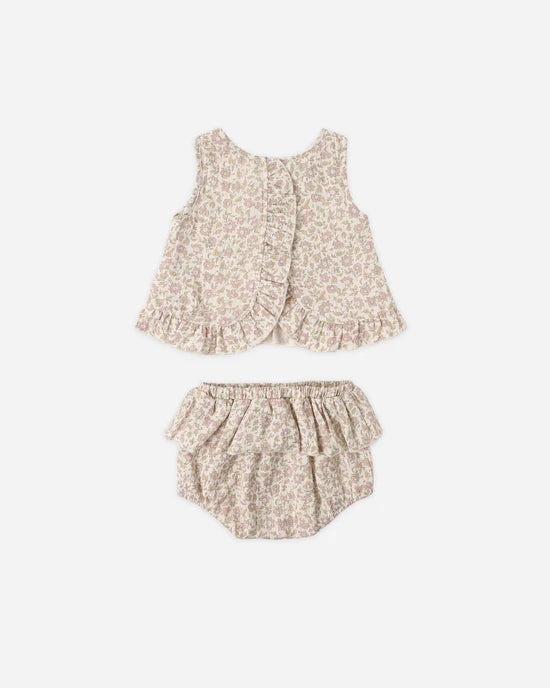 Quincy Mae Ruffled Tulip Top & Bloomer Set - Dahlia
