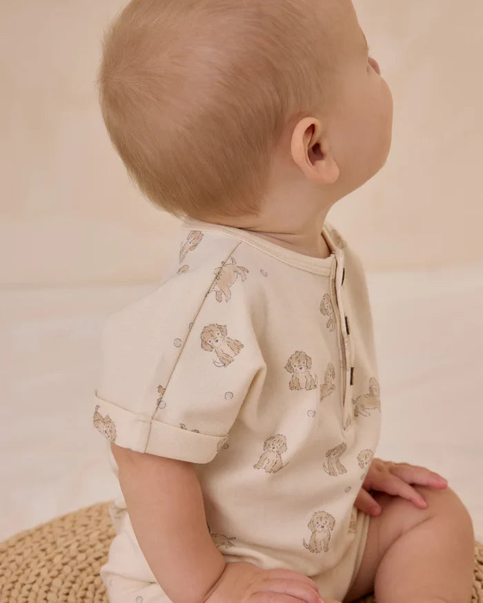 Quincy Mae Short Sleeve One-Piece - Puppies