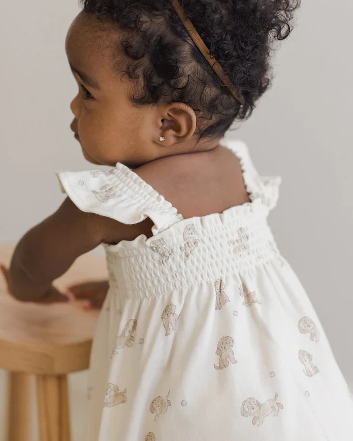 Quincy Mae Smocked Jersey Dress - Puppies