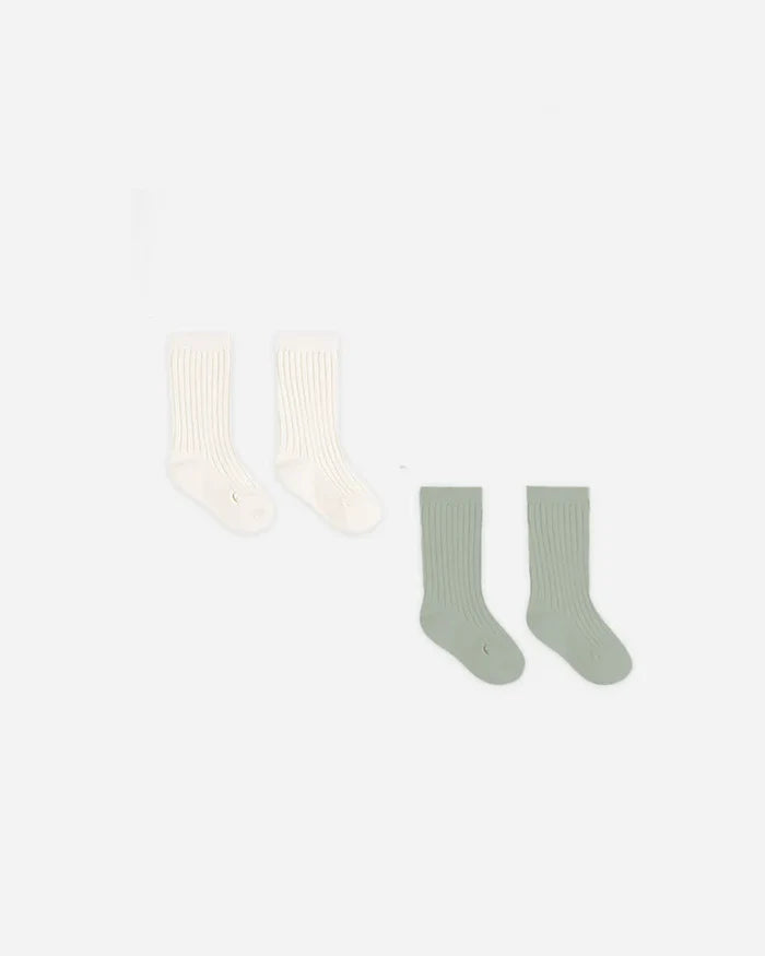 Quincy Mae Socks Set - Natural/Sage