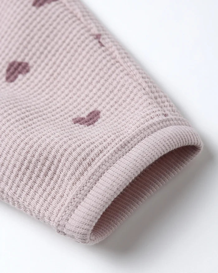 Quincy Mae Waffle Slouch Set - Hearts