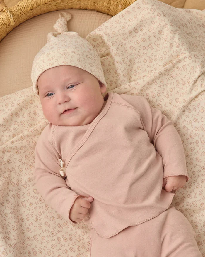 Quincy Mae Wrap Top & Footed Pant Set - Blush
