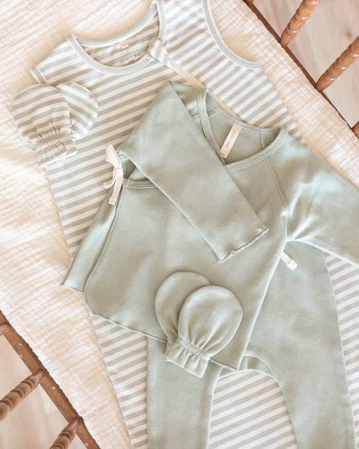 Quincy Mae Wrap Top & Footed Pant Set - Sage