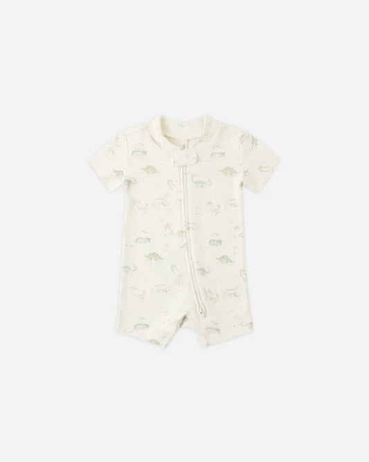 Quincy Mae Zippered Short Sleeve Sleeper - Dinosaur