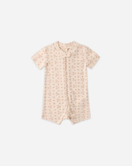 Quincy Mae Zippered Short Sleeve Sleeper - Strawberries