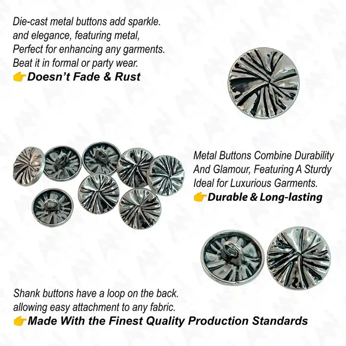Radiant Ribbed Metal Buttons