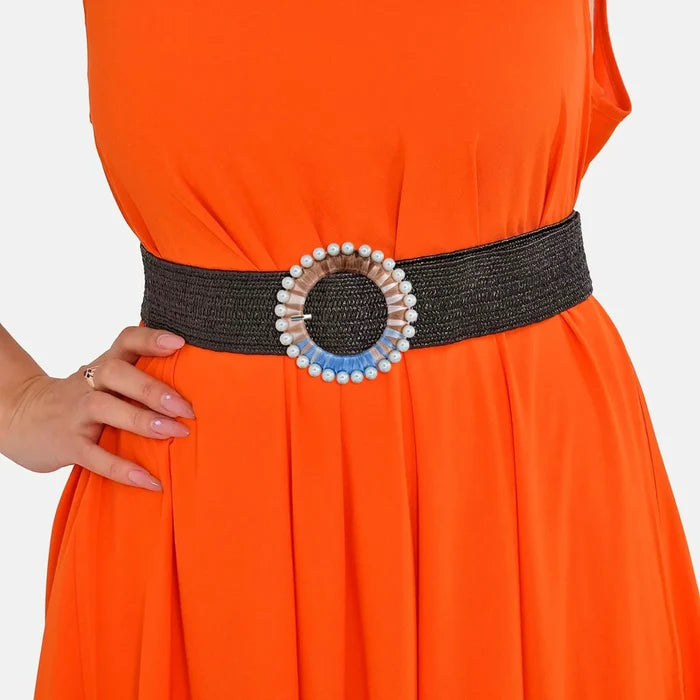 Raffia Pearl Ring Buckle